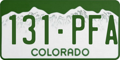 CO license plate 131PFA