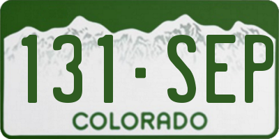 CO license plate 131SEP