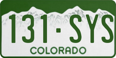 CO license plate 131SYS
