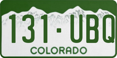 CO license plate 131UBQ