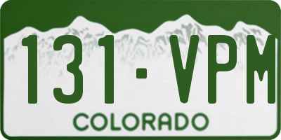 CO license plate 131VPM