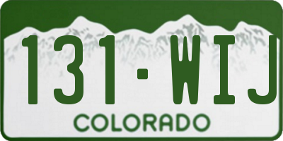 CO license plate 131WIJ