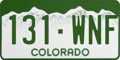 CO license plate 131WNF