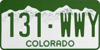 CO license plate 131WWY
