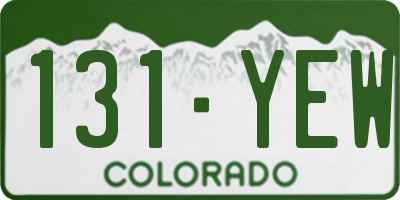 CO license plate 131YEW