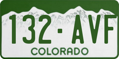 CO license plate 132AVF
