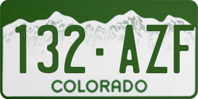 CO license plate 132AZF