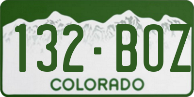 CO license plate 132BOZ