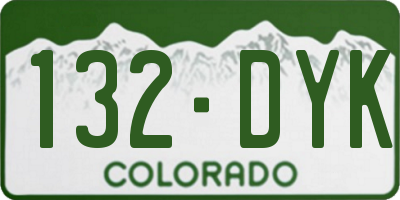 CO license plate 132DYK