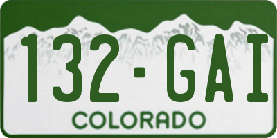 CO license plate 132GAI