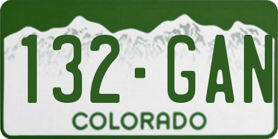 CO license plate 132GAN