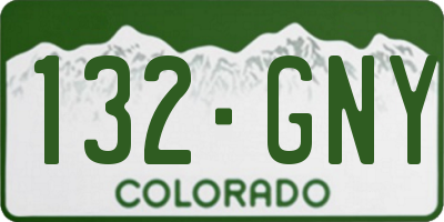 CO license plate 132GNY