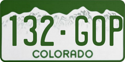 CO license plate 132GOP