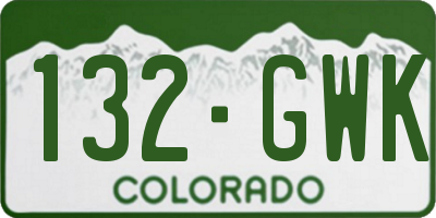 CO license plate 132GWK