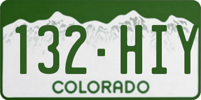CO license plate 132HIY