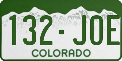 CO license plate 132JOE