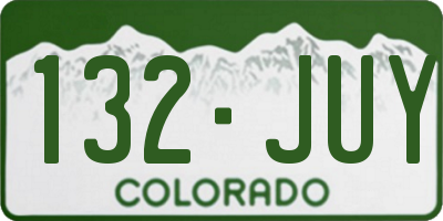CO license plate 132JUY