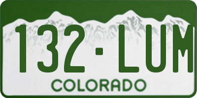 CO license plate 132LUM