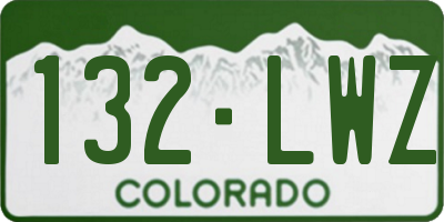 CO license plate 132LWZ