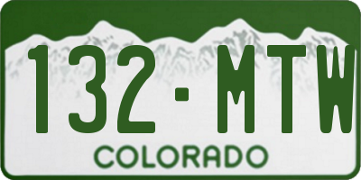 CO license plate 132MTW