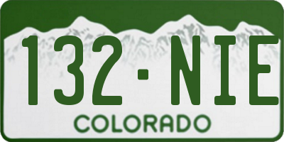 CO license plate 132NIE