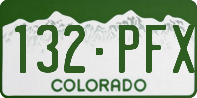 CO license plate 132PFX