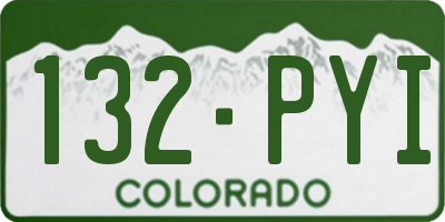 CO license plate 132PYI