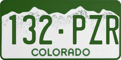 CO license plate 132PZR