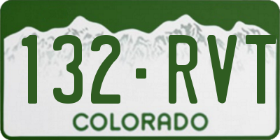 CO license plate 132RVT