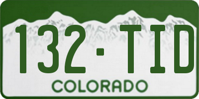 CO license plate 132TID