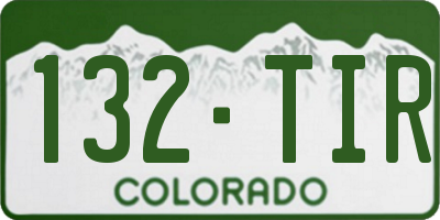 CO license plate 132TIR