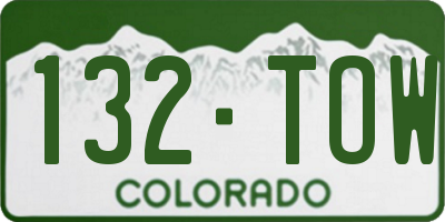 CO license plate 132TOW