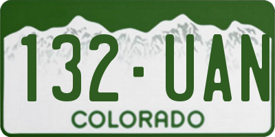 CO license plate 132UAN