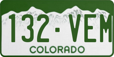 CO license plate 132VEM
