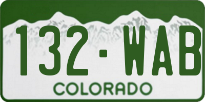 CO license plate 132WAB