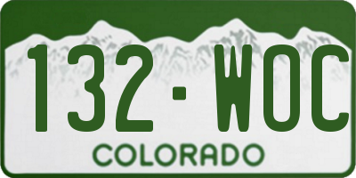 CO license plate 132WOC