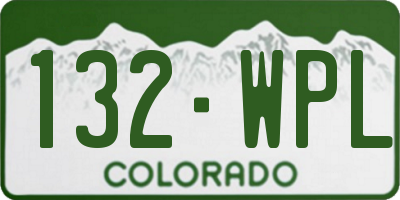 CO license plate 132WPL