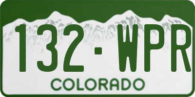 CO license plate 132WPR