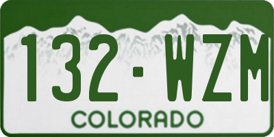 CO license plate 132WZM