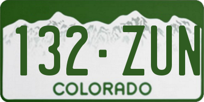 CO license plate 132ZUN