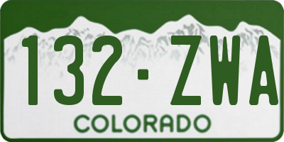 CO license plate 132ZWA