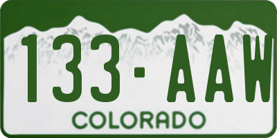 CO license plate 133AAW