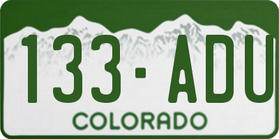 CO license plate 133ADU