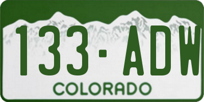 CO license plate 133ADW