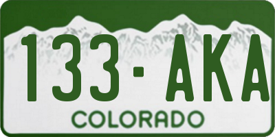 CO license plate 133AKA