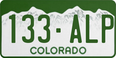 CO license plate 133ALP