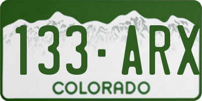 CO license plate 133ARX