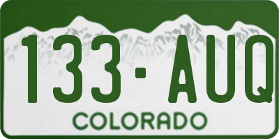 CO license plate 133AUQ
