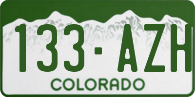 CO license plate 133AZH