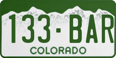 CO license plate 133BAR